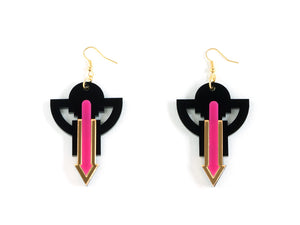 FORM009 Earrings - Gold, Pink