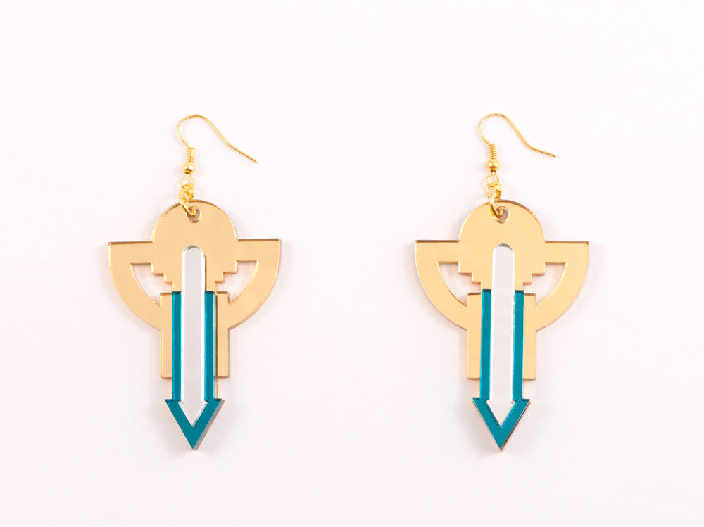 FORM010 Earrings - Gold, Silver, Teal