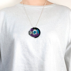 FORM026 Necklace - Silver, Skyblue, Purple