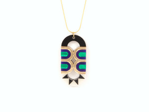 FORM027 Necklace - Gold, Purple, Green
