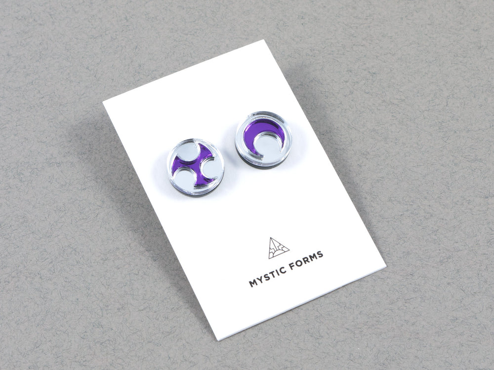 FORM032 Earrings - Silver, Mirror Purple