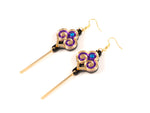 FORM035 Earrings - Gold, Purple, Skyblue