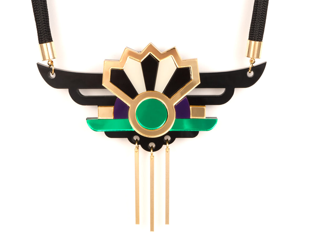 FORM038 Necklace - Gold, Purple, Green