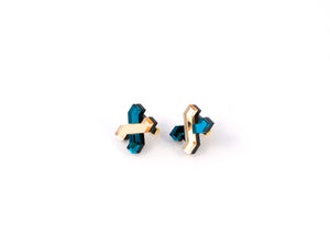 FORM039 Earrings - Gold, Teal