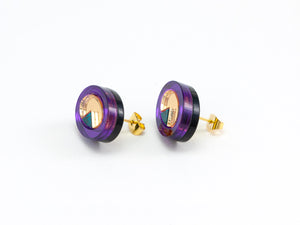 FORM053 OJO DE DIOS I Stud Earrings - Purple Gold, Teal