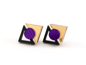 FORM068 KHUFU I Stud Earrings - Gold, Purple