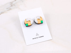 FORM081  BUBBLE Studs - White, Gold, Green
