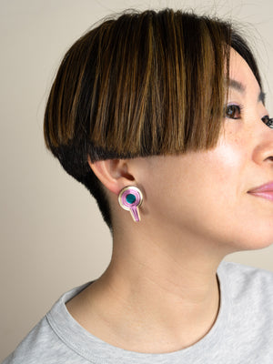 FORM094  LINGAM Studs - Gold, Babypink, Teal
