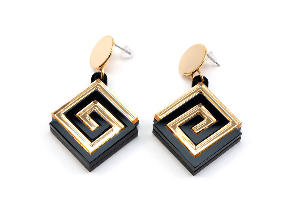 FORM057 UXMAL Stud Earrings - Gold, Black