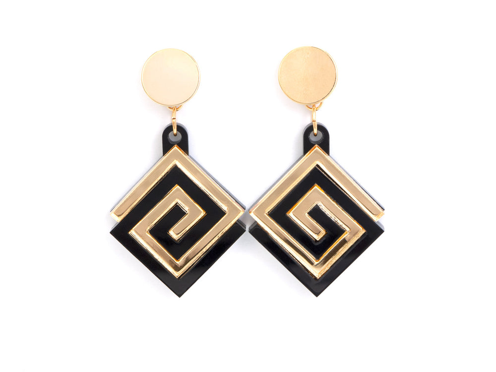 FORM057 UXMAL Stud Earrings - Gold, Black