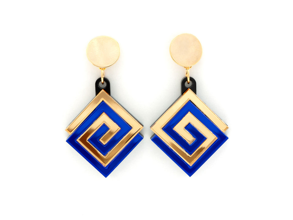 FORM057 UXMAL Stud Earrings - Gold, Blue