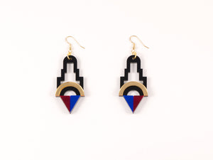 FORM001 Earrings - Gold, Red, Blue