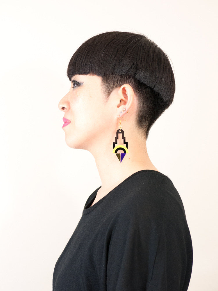 FORM001 Earrings - Yellow, Purple, Gold