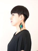 FORM002 Earrings - Gold, Green, Purple