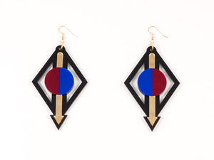 FORM002 Earrings - Gold, Red, Blue