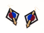 FORM002 Earrings - Gold, Red, Blue