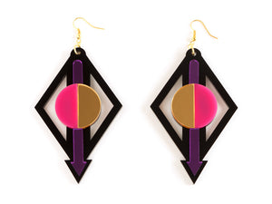 FORM002 Earrings - Purple, Pink, Gold