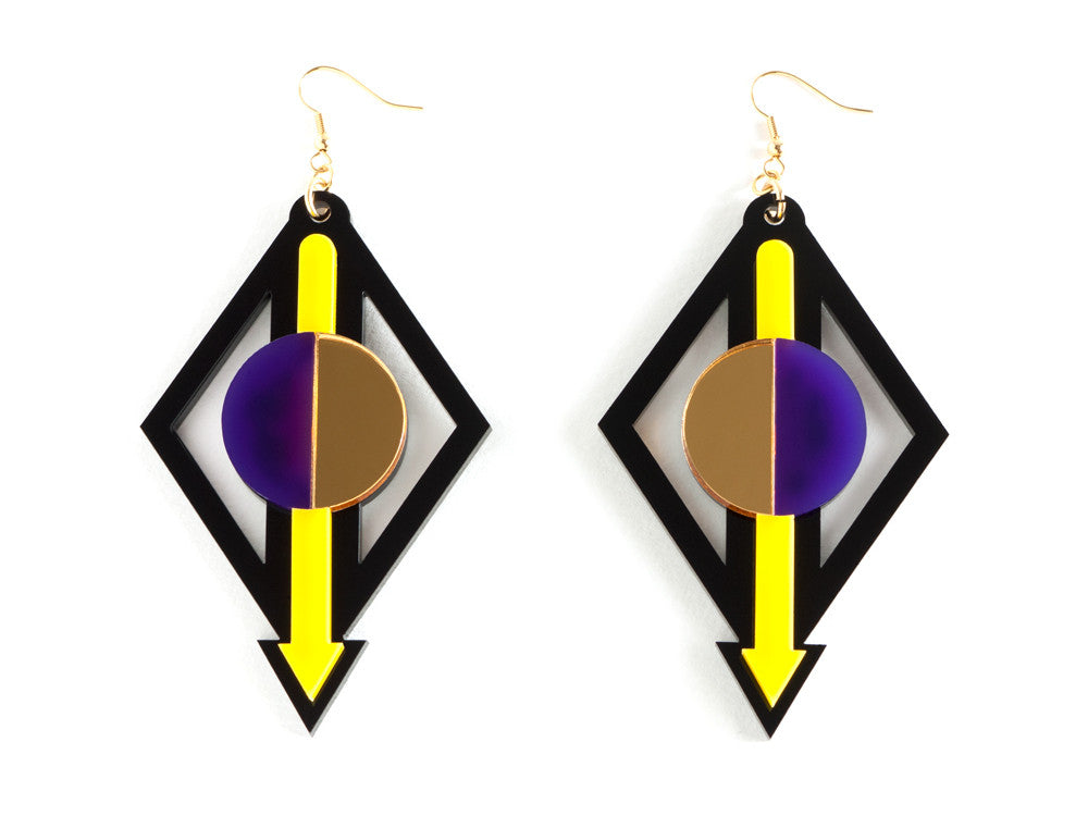 FORM002 Earrings - Yellow, Purple, Gold