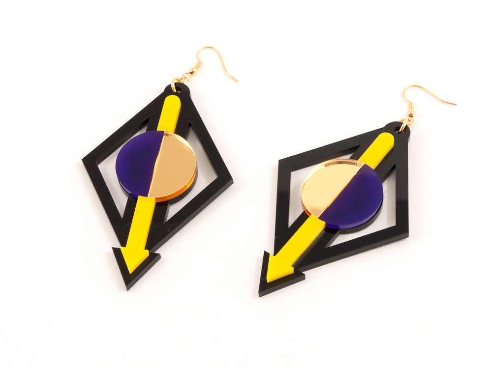 FORM002 Earrings - Yellow, Purple, Gold
