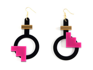 FORM003 Earrings - Gold, Pink