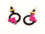 FORM003 Earrings - Gold, Pink