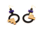 FORM003 Earrings - Purple, Gold