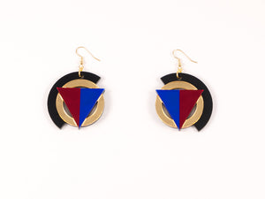 FORM004 Earrings - Gold, Red, Blue