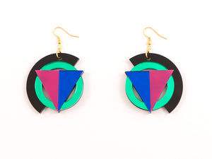 FORM004 Earrings - Green, Pink, Blue