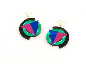 FORM004 Earrings - Green, Pink, Blue