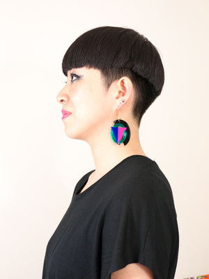 FORM004 Earrings - Green, Pink, Blue