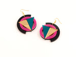 FORM004 Earrings - Pink, Gold, Teal