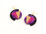 FORM004 Earrings - Purple, Gold, Pink