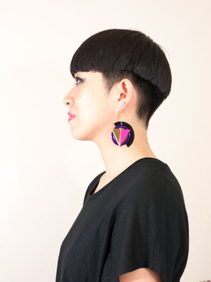 FORM004 Earrings - Purple, Gold, Pink