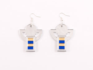 FORM006 Earrings - Silver, Gold, Blue