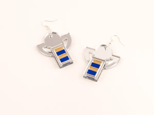 FORM006 Earrings - Silver, Gold, Blue