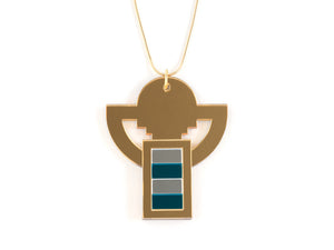 FORM008 Necklace - Gold, Silver, Teal