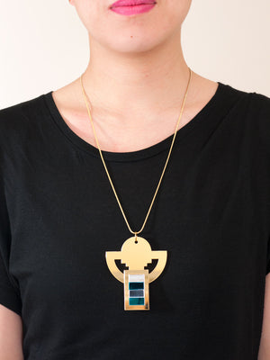 FORM008 Necklace - Gold, Silver, Teal
