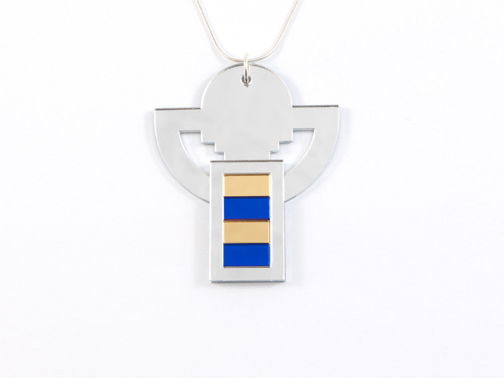 FORM008 Necklace - Silver, Gold, Blue