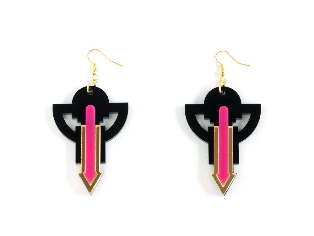 FORM009 Earrings - Gold, Pink