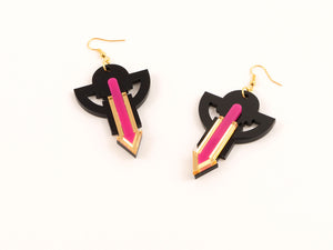 FORM009 Earrings - Gold, Pink