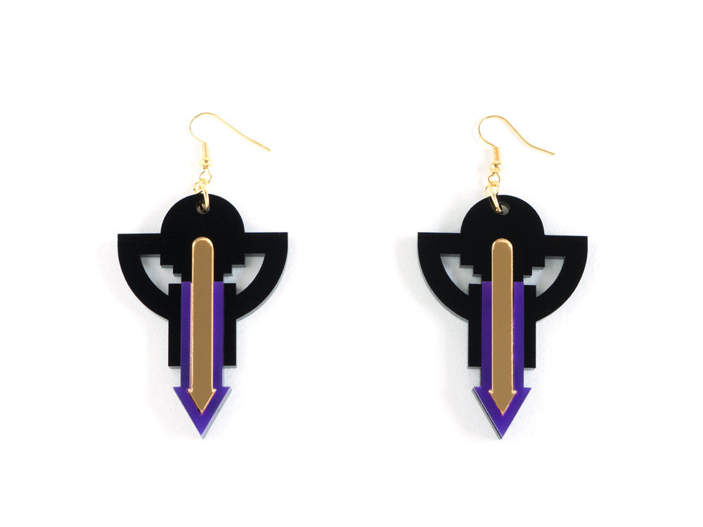 FORM009 Earrings - Purple, Gold