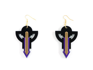 FORM009 Earrings - Purple, Gold