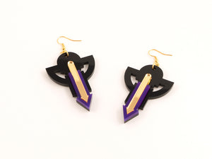 FORM009 Earrings - Purple, Gold