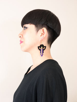 FORM009 Earrings - Purple, Gold