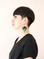 FORM009 Earrings - Yellow, Teal