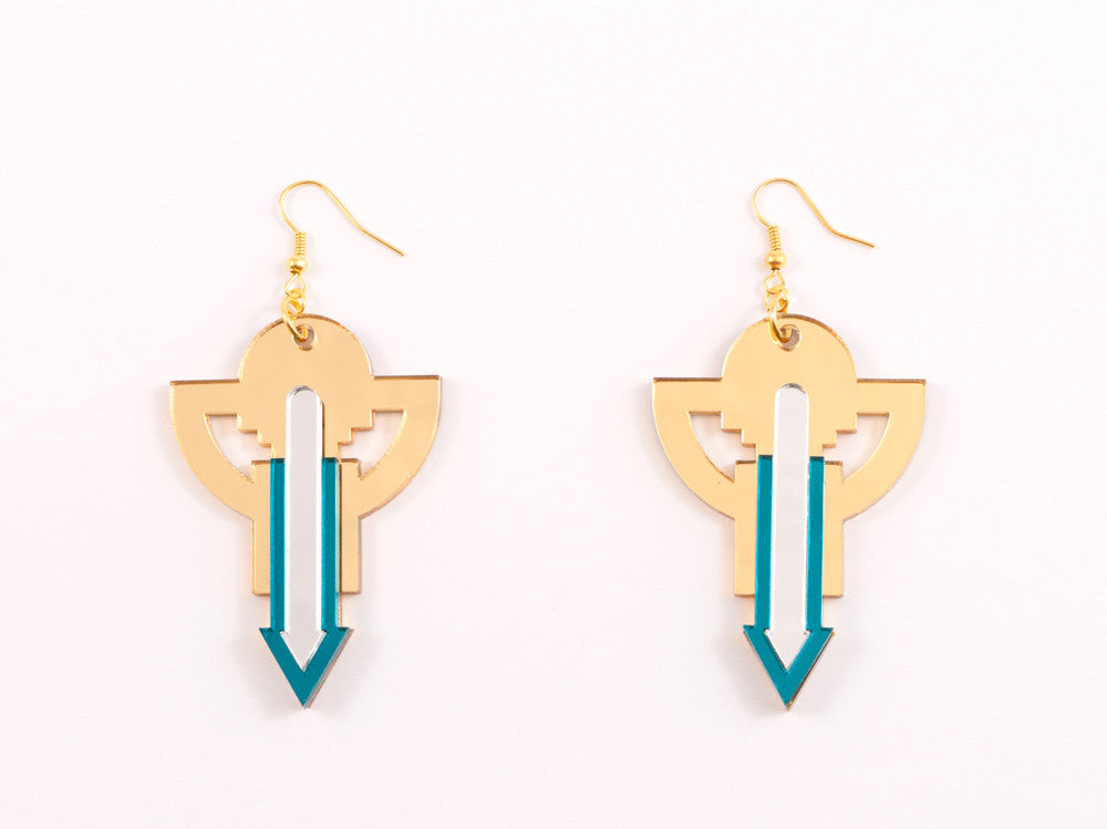 FORM010 Earrings - Gold, Silver, Teal