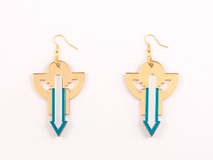 FORM010 Earrings - Gold, Silver, Teal