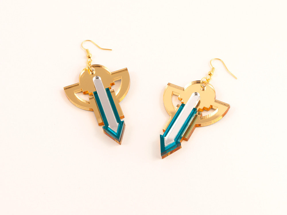 FORM010 Earrings - Gold, Silver, Teal