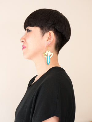 FORM010 Earrings - Gold, Silver, Teal