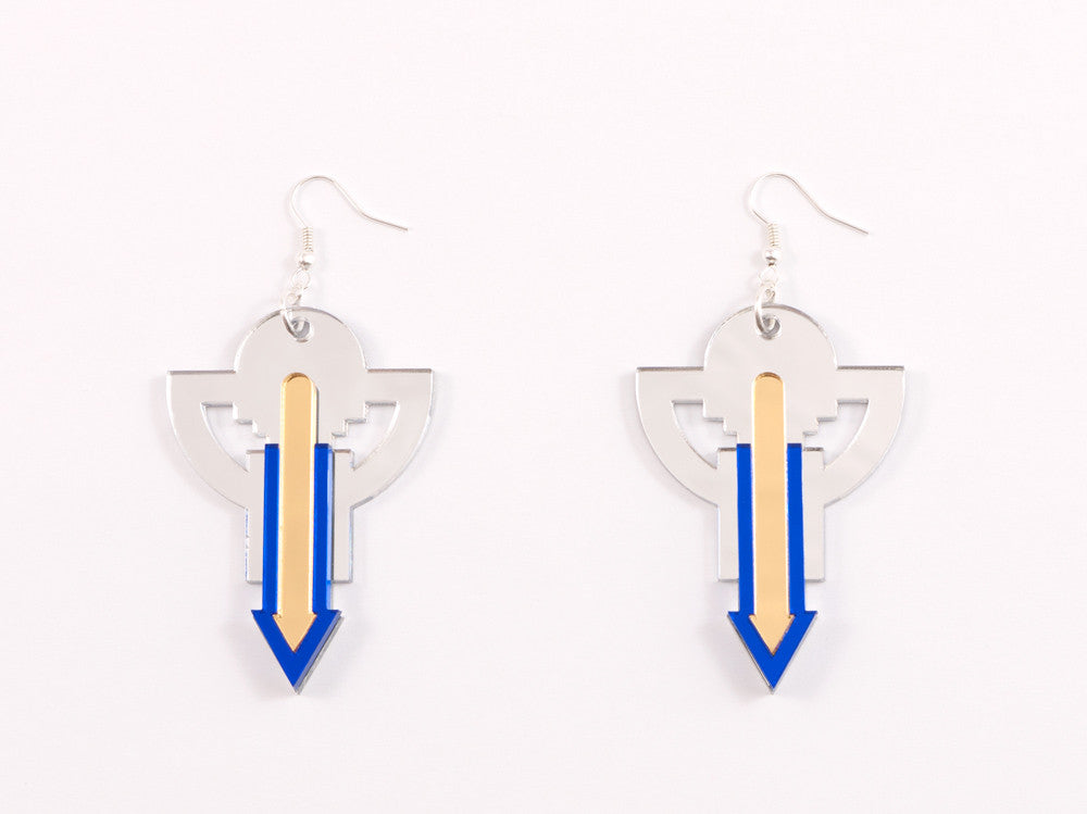 FORM010 Earrings - Silver, Gold, Blue